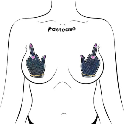 Pastease Glitter Fuck You Middle Finger Pasties  Lingerie - Pasties and Tassels