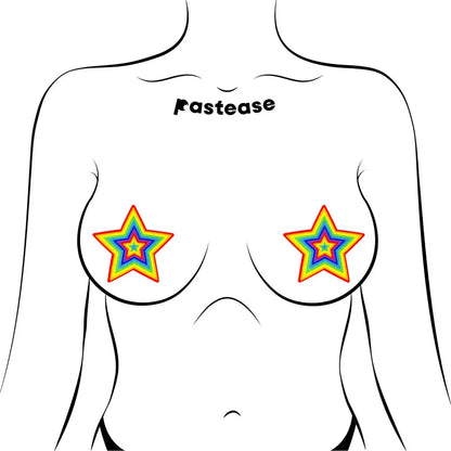 Pastease Glitter Pumping Star Pasties Rainbow  Lingerie - Pasties and Tassels