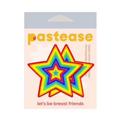 Pastease Glitter Pumping Star Pasties Rainbow  Lingerie - Pasties and Tassels