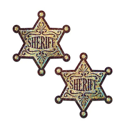 Pastease Sheriff Star: Glittering Golden Sheriff's Badge Nipple Pasties  Lingerie - Pasties and Tassels