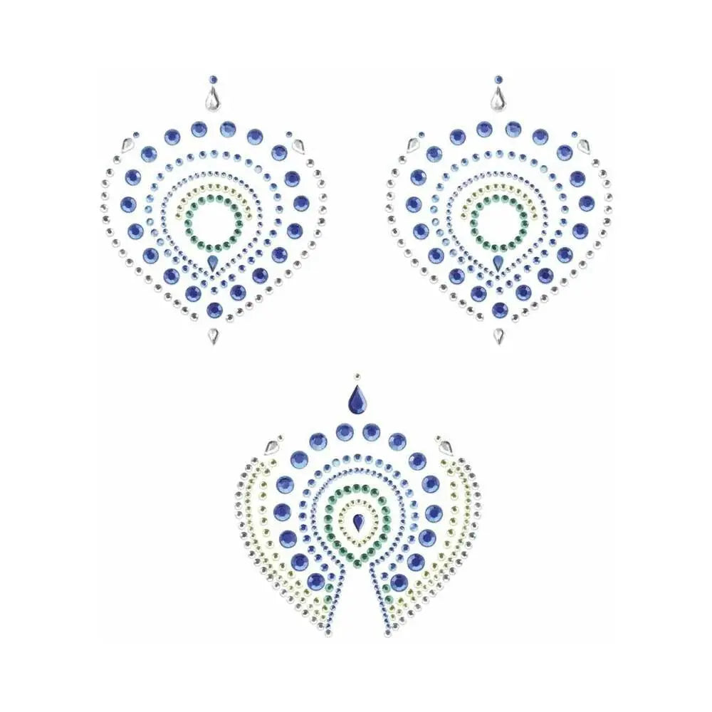 Peacock Pasties Flamboyant Rhinestone Body Decorations Blue/Green  Lingerie - Pasties and Tassels