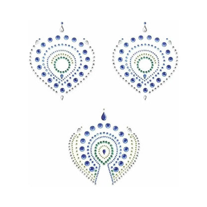 Peacock Pasties Flamboyant Rhinestone Body Decorations Blue/Green  Lingerie - Pasties and Tassels
