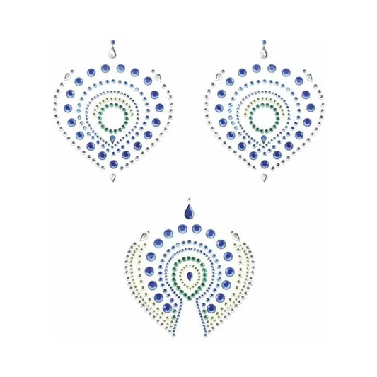 Peacock Pasties Flamboyant Rhinestone Body Decorations Blue/Green  Lingerie - Pasties and Tassels