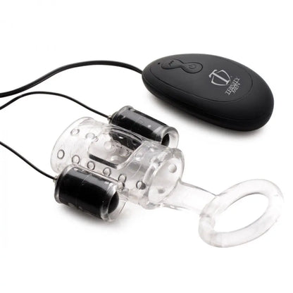 Penis Vibrator Sex Toy for Men - 20X Dual Cock Teaser with Cock and Ball Ring  Cock Rings