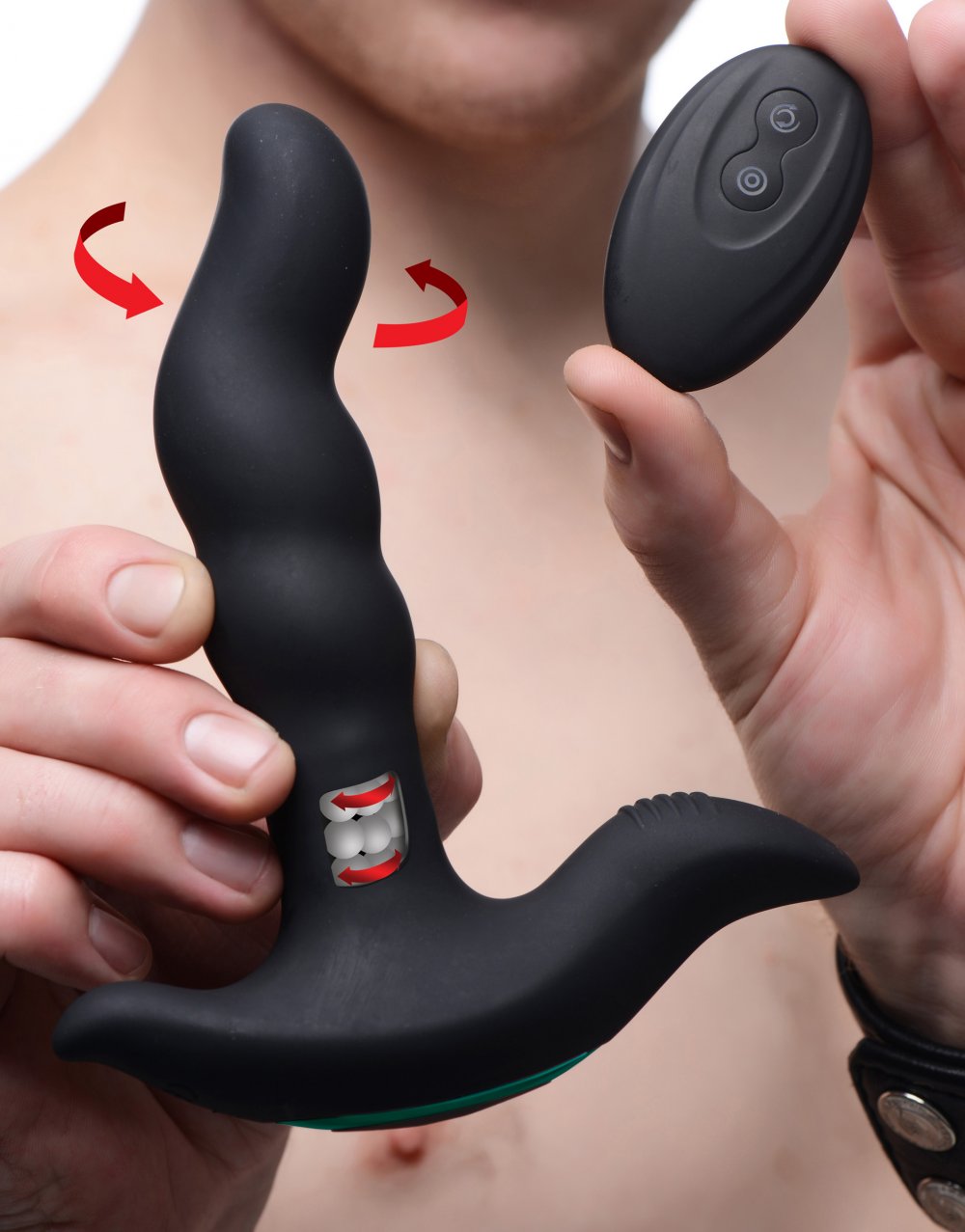 Perineum Sex Toy Taint Stimulator Rimstatic Curved Rotating Plug with Remote  Prostate Play