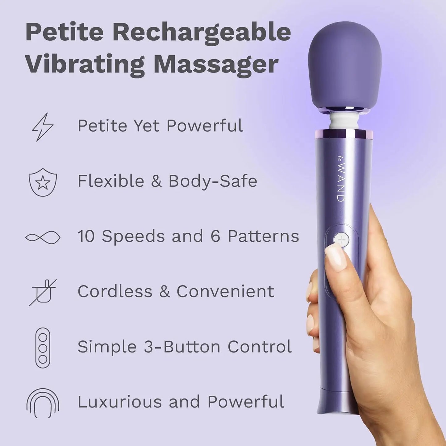 Petite Rechargeable Wand Massager - Violet  Wand Vibrator