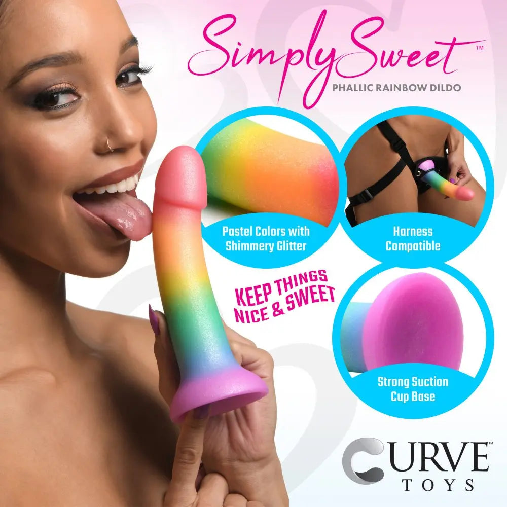 Phallic Rainbow Silicone Dildo  Suction Cup Dildos