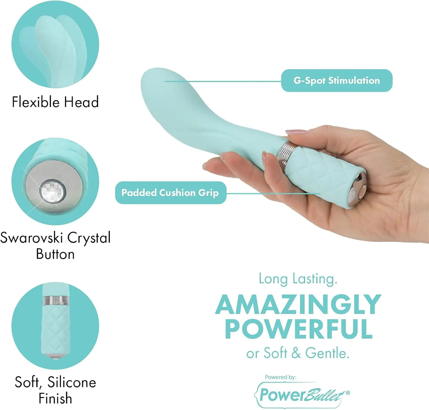 Pillow Talk G Spot Vibrator Sex Toy - Teal Sassy G-Spot Sex Toy Vibrator  Vibrator