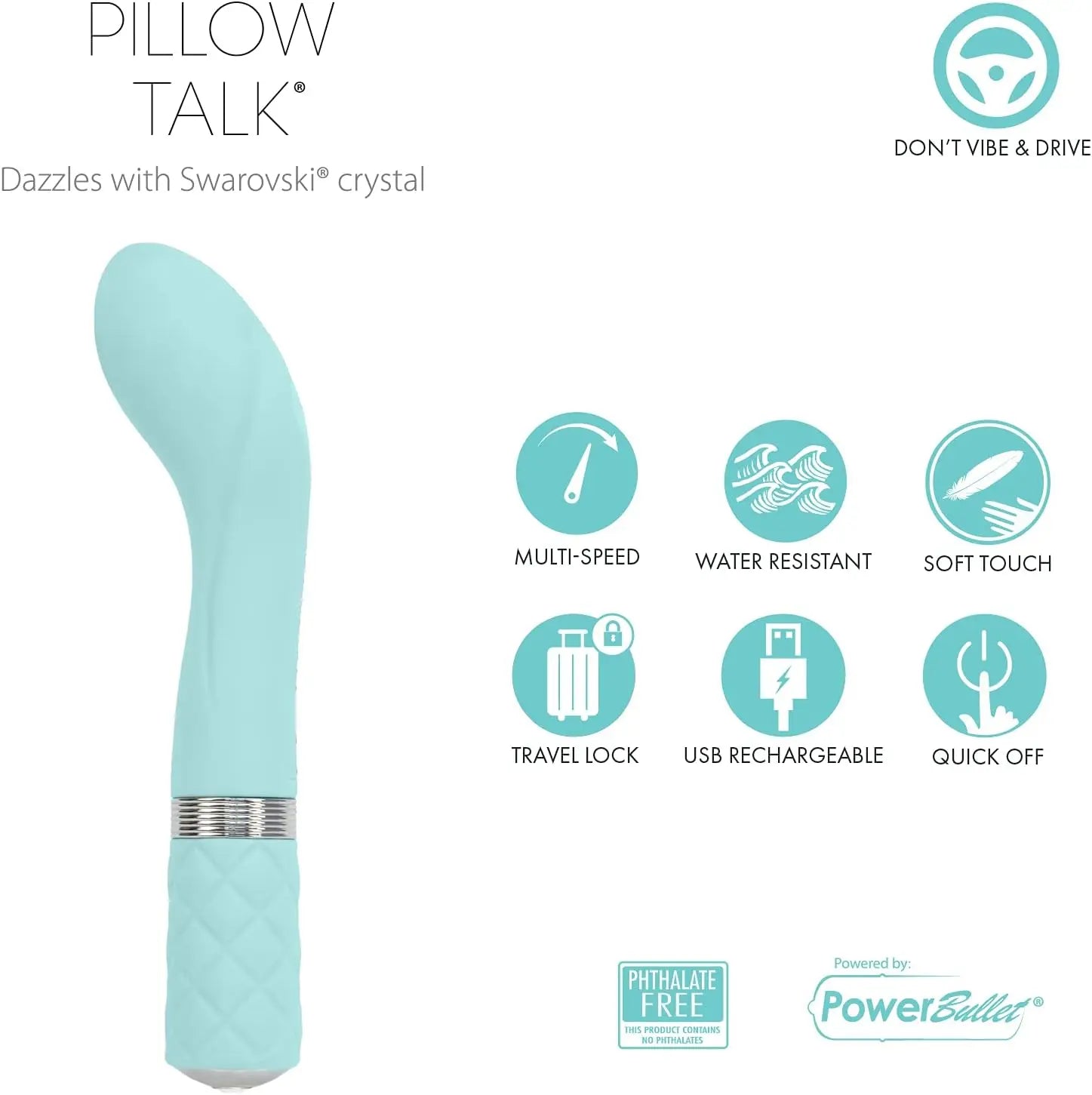 Pillow Talk G Spot Vibrator Sex Toy - Teal Sassy G-Spot Sex Toy Vibrator  Vibrator