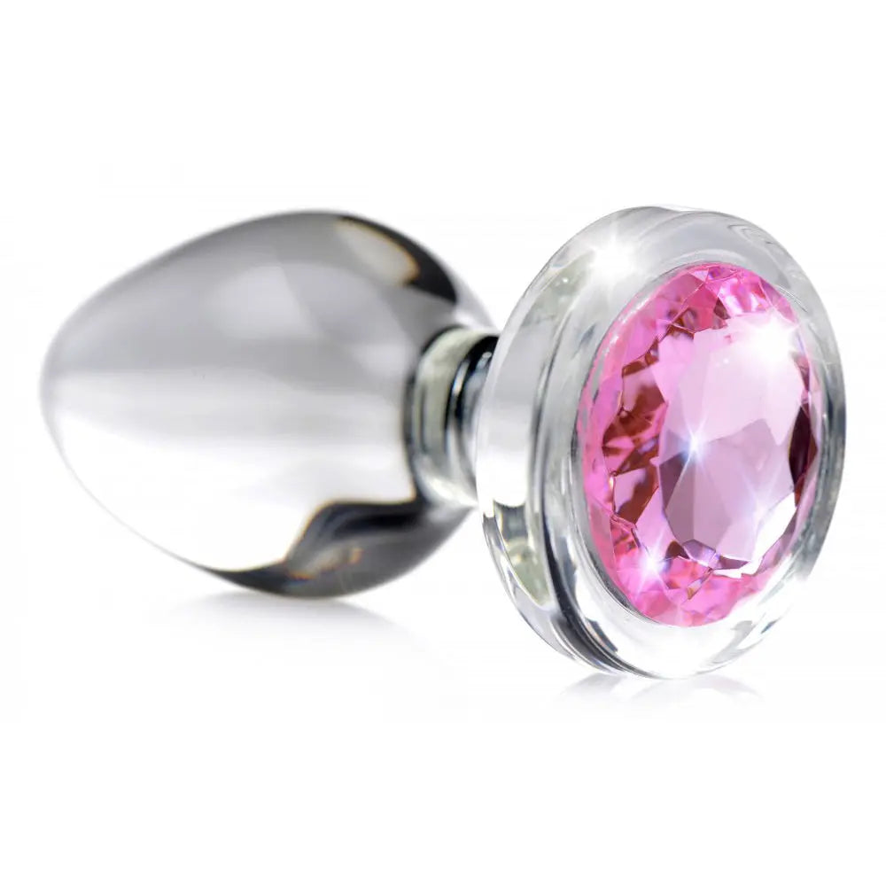 Pink Gem Glass Anal Plug Sex Toy - Large Wide Base Jewel Butt Plug  Metal Anal Plug Sex Toy