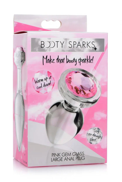 Pink Gem Glass Anal Plug Sex Toy - Large Wide Base Jewel Butt Plug  Metal Anal Plug Sex Toy