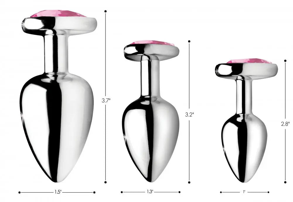 Pink Heart Metal Anal Plug Set  Metal Anal Plug Sex Toy