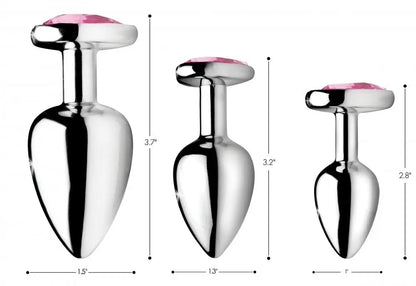 Pink Heart Metal Anal Plug Set  Metal Anal Plug Sex Toy