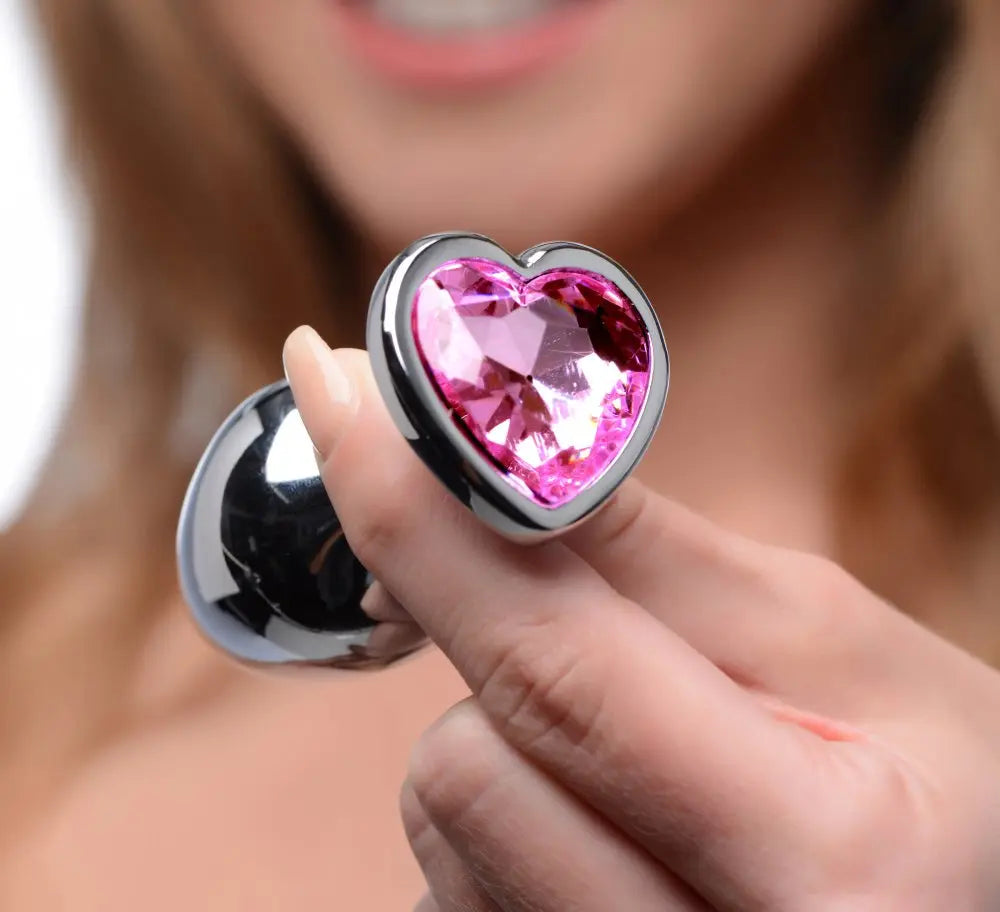Pink Heart Metal Anal Plug Set  Metal Anal Plug Sex Toy