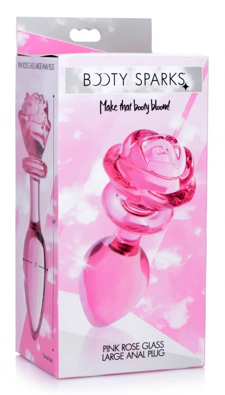 Pink Rose Glass Anal Plug Sex Toy - Large Glass Rose Butt Plug  Glass Anal Plug Sex Toy