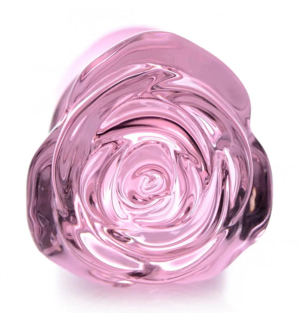 Pink Rose Glass Anal Plug Sex Toy - Large Glass Rose Butt Plug  Glass Anal Plug Sex Toy