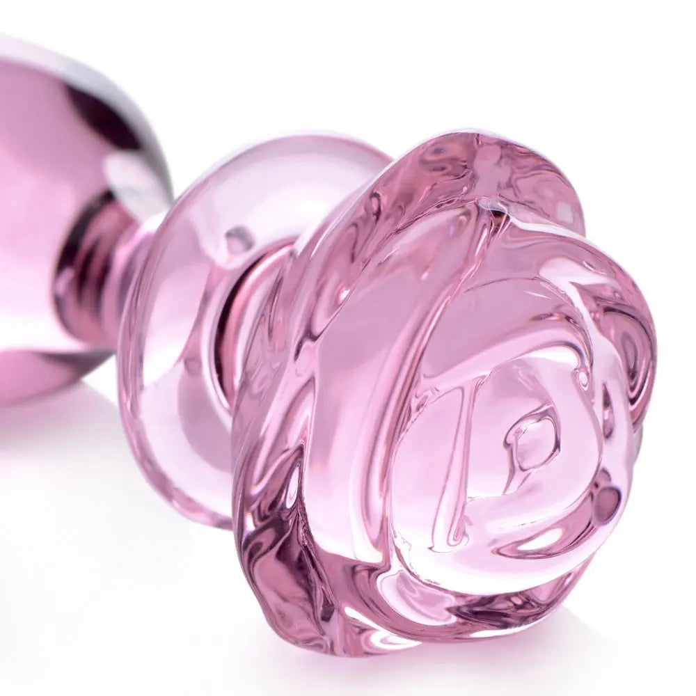 Pink Rose Glass Anal Plug Sex Toy - Large Glass Rose Butt Plug  Glass Anal Plug Sex Toy