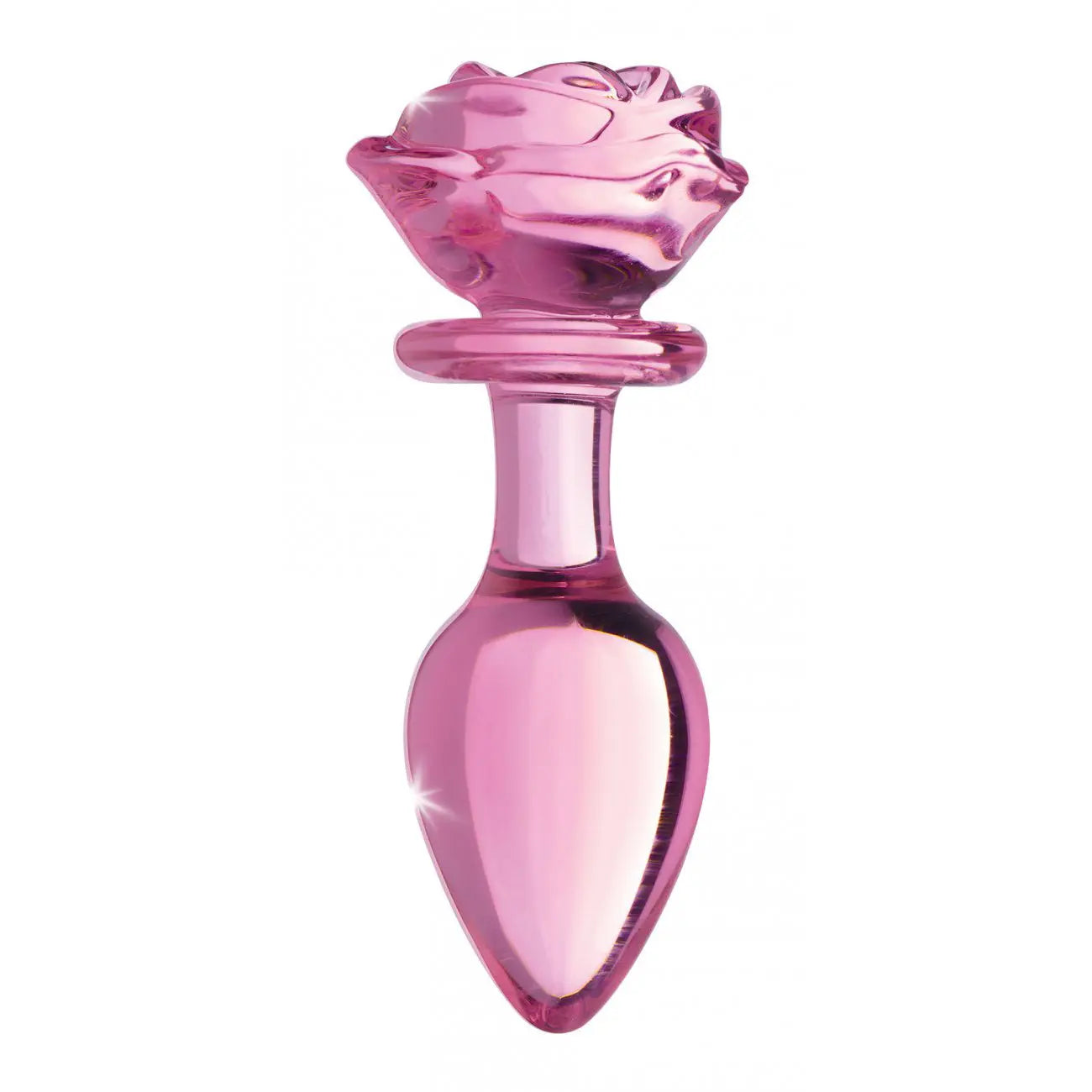 Pink Rose Glass Anal Plug Sex Toy - Large Glass Rose Butt Plug  Glass Anal Plug Sex Toy