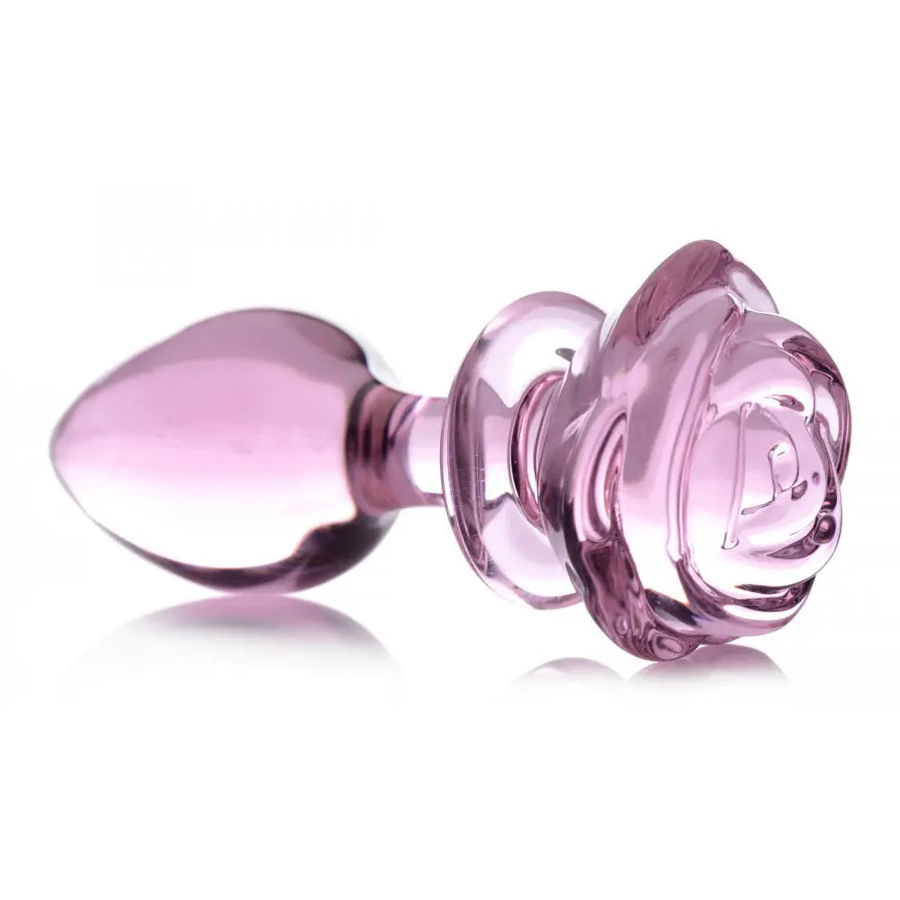 Pink Rose Glass Anal Plug Sex Toy - Large Glass Rose Butt Plug  Glass Anal Plug Sex Toy