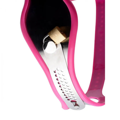 Pink Stainless Steel Adjustable Female Chastity Belt  Chastity