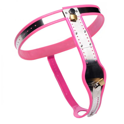 Pink Stainless Steel Adjustable Female Chastity Belt  Chastity