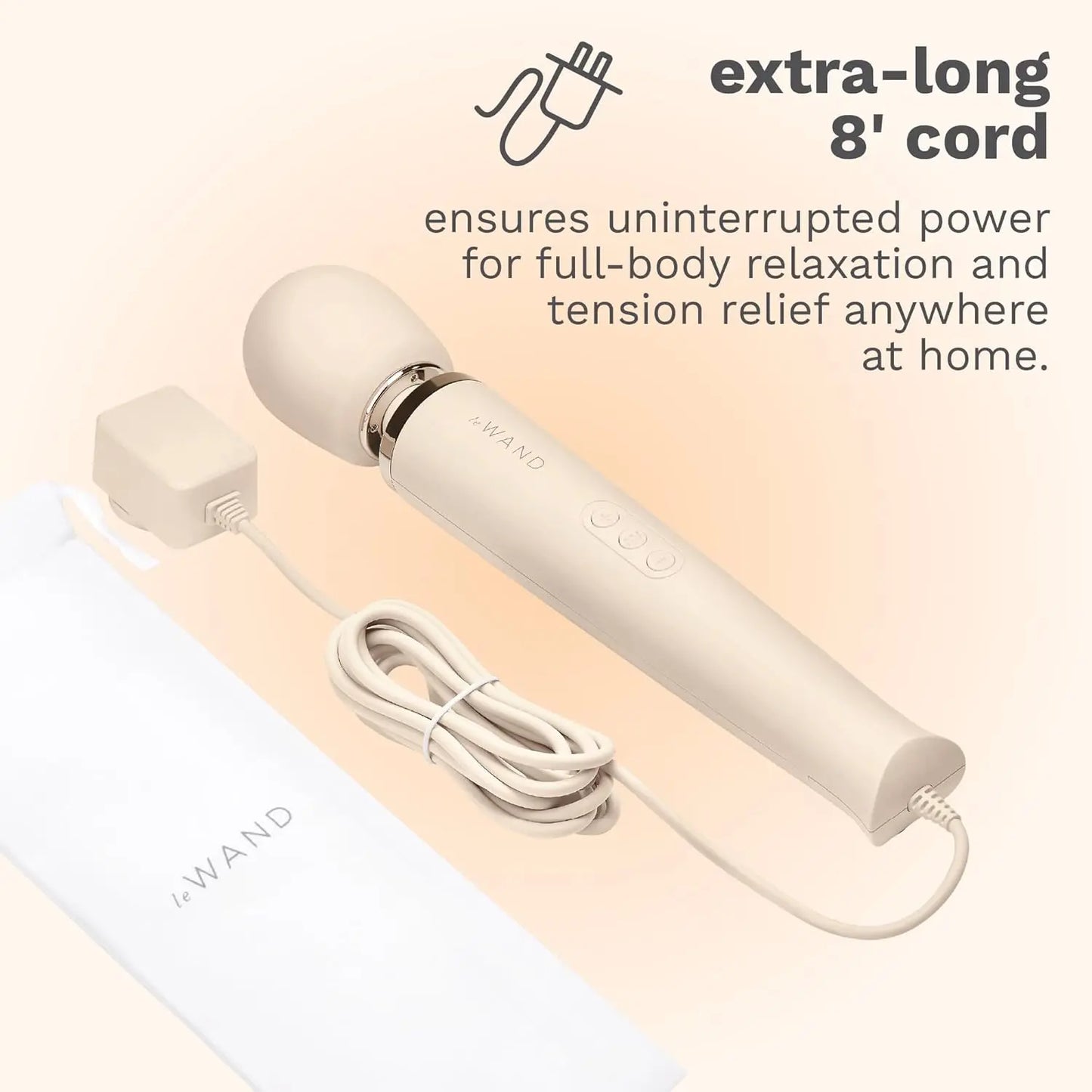 Plug-In Vibrating Wand Vibrator Massager - Cream  Wand Vibrator