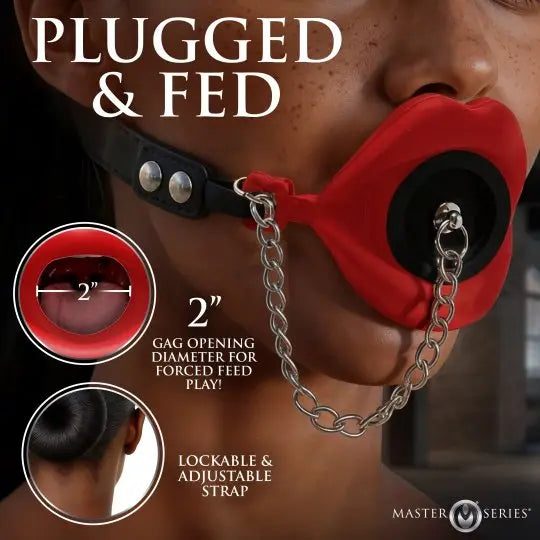 Plugged Silicone Feeding Gag - Red  Ring Gag