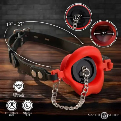 Plugged Silicone Feeding Gag - Red  Ring Gag