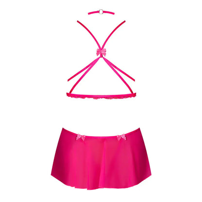 Plus Bondage Harness Lingerie Pink Kink Harness Top, Open Crotch Skirt  Lingerie - Club Wear