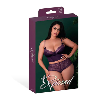 Plus Lingerie Balconette Bustier & Cheeky Short Purple Queen Size  Lingerie - Corsets