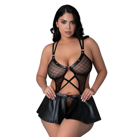 Plus Lingerie Bondage Outfit Double Crossed Anastasia Black Queen Size  Lingerie - Fetish Wear