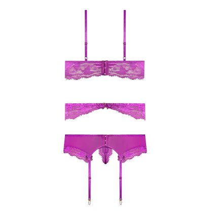 Plus Sexy Lingerie Bra, Garter & Thong Set Neon Purple Queen Size  Lingerie - Bra and Panty sets