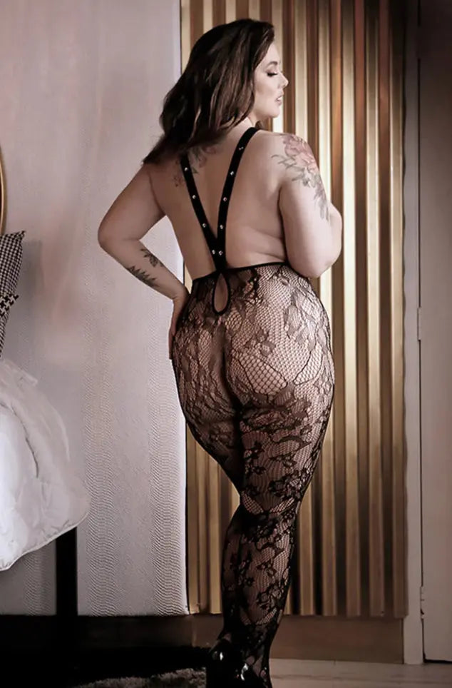 Plus Size Lingerie Sheer In Suspense Lace Plus Size Stockings Queen Size Black  Lingerie - Body Stockings
