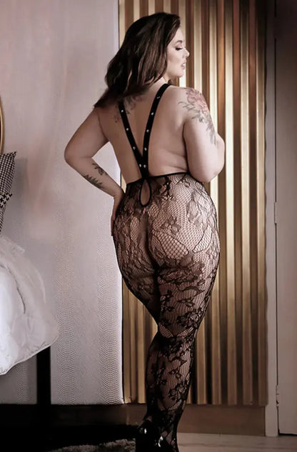 Plus Size Lingerie Sheer In Suspense Lace Plus Size Stockings Queen Size Black  Lingerie - Body Stockings