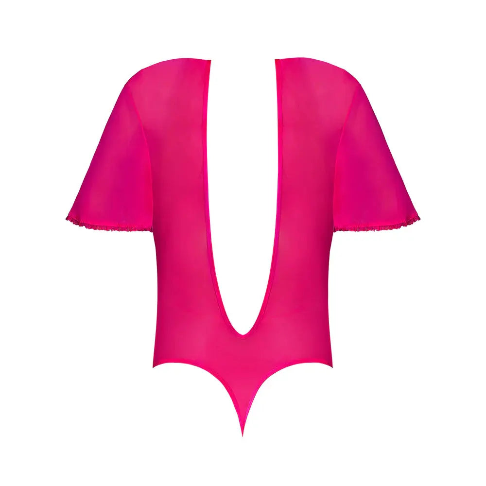 Plus Size Pink Kink Flutter Sleeve Teddy Pink Glow Queen Size  Lingerie - Body Stockings