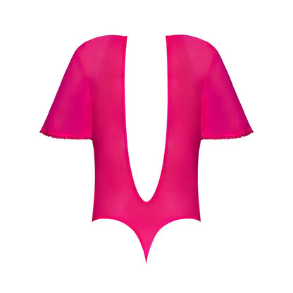 Plus Size Pink Kink Flutter Sleeve Teddy Pink Glow Queen Size  Lingerie - Body Stockings