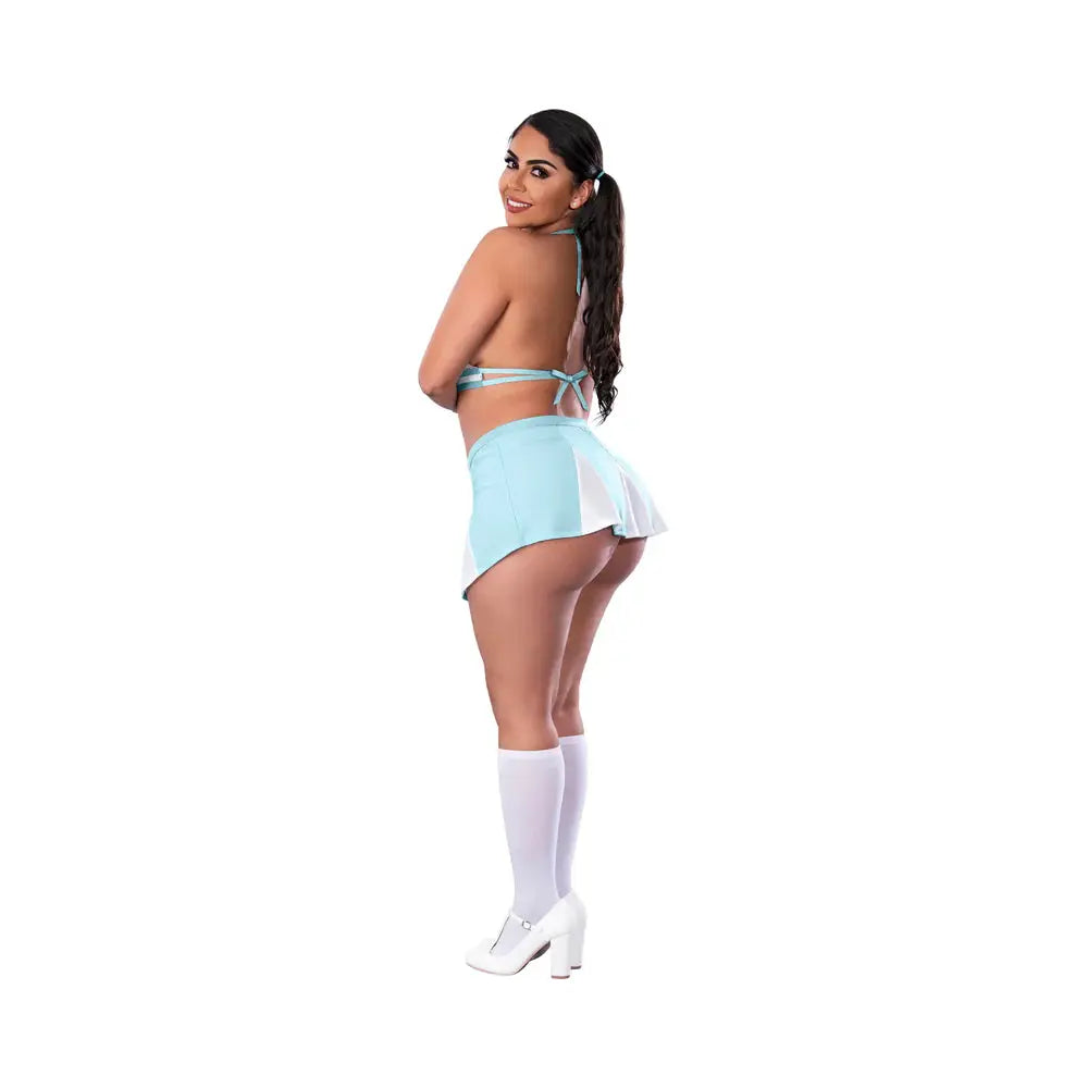 Plus Size Sexy Cheerleader Costume Blue Queen Size  Lingerie - Costumes
