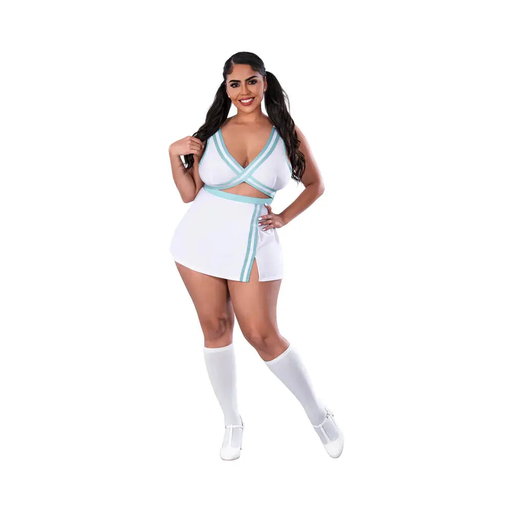 Plus Size Sexy Costume School Spirit Costume White Queen Size  Lingerie - Costumes