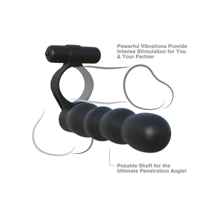 Posable Partner Double Penetrator - Black  Strap-on Dildo