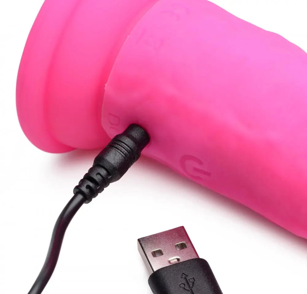 Power Player 28X Vibrating Silicone Dildo with Remote - Pink  Vibrating Toys