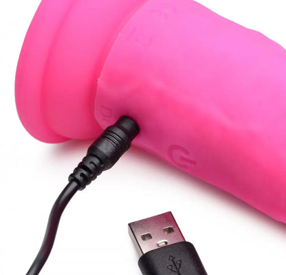 Power Player 28X Vibrating Silicone Dildo with Remote - Pink  Vibrating Toys