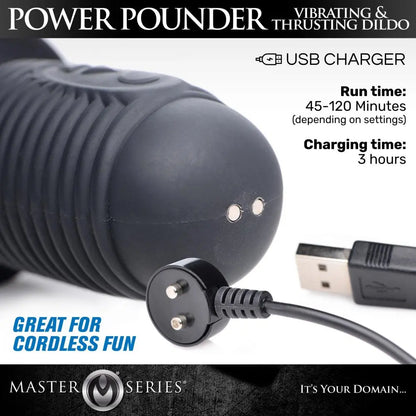 Power Pounder Vibrating and Thrusting Dildo Sex Toy Black Silicone  Dildos
