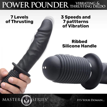 Power Pounder Vibrating and Thrusting Dildo Sex Toy Black Silicone  Dildos