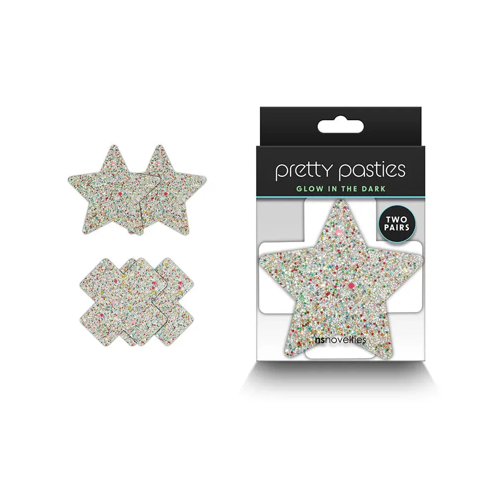 Pretty Pasties Star & Cross Glowing Pasties 2 Pair  Lingerie - Pasties and Tassels