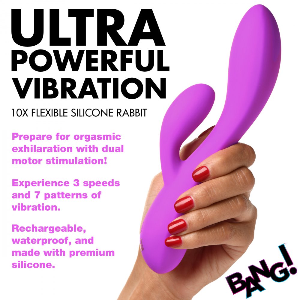 Purple Toy Target 10X Flexible Silicone Rabbit Vibrator - Purple  Vibrating Toys