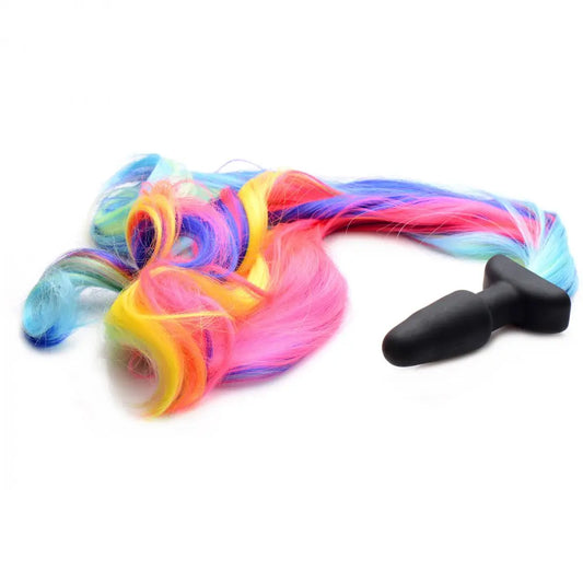 Rainbow Pony Tail Anal Plug  BDSM Pet Play Anal Plug