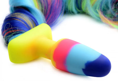 Rainbow Unicorn Tail Anal Plug  BDSM Pet Play Anal Plug