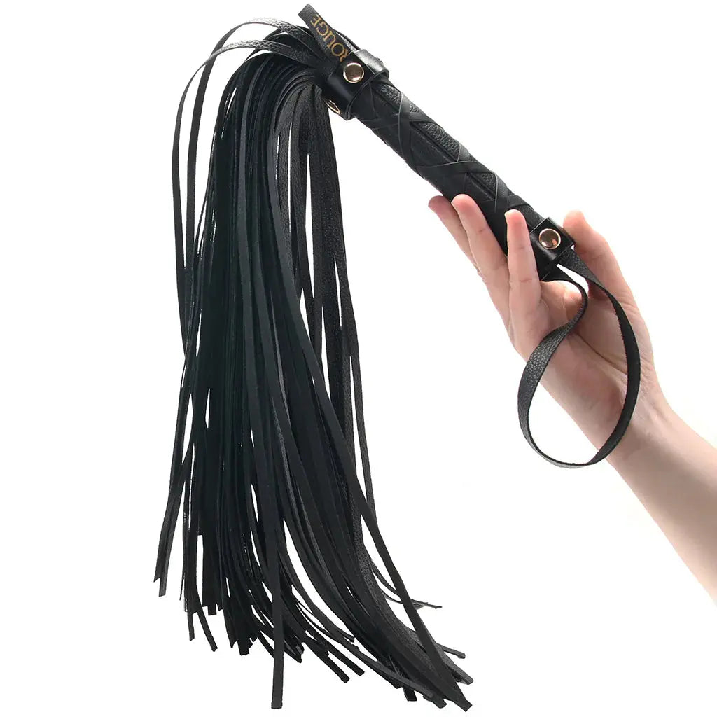 Real Leather Flogger Black with Gold - Heavy Sex Flogger  Flogger