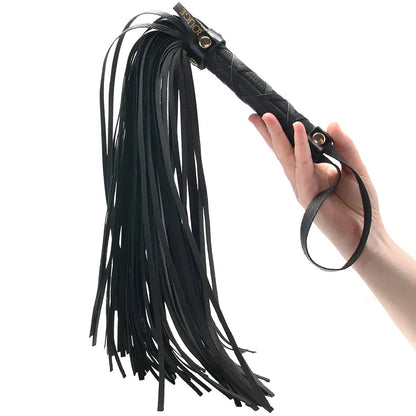 Real Leather Flogger Black with Gold - Heavy Sex Flogger  Flogger