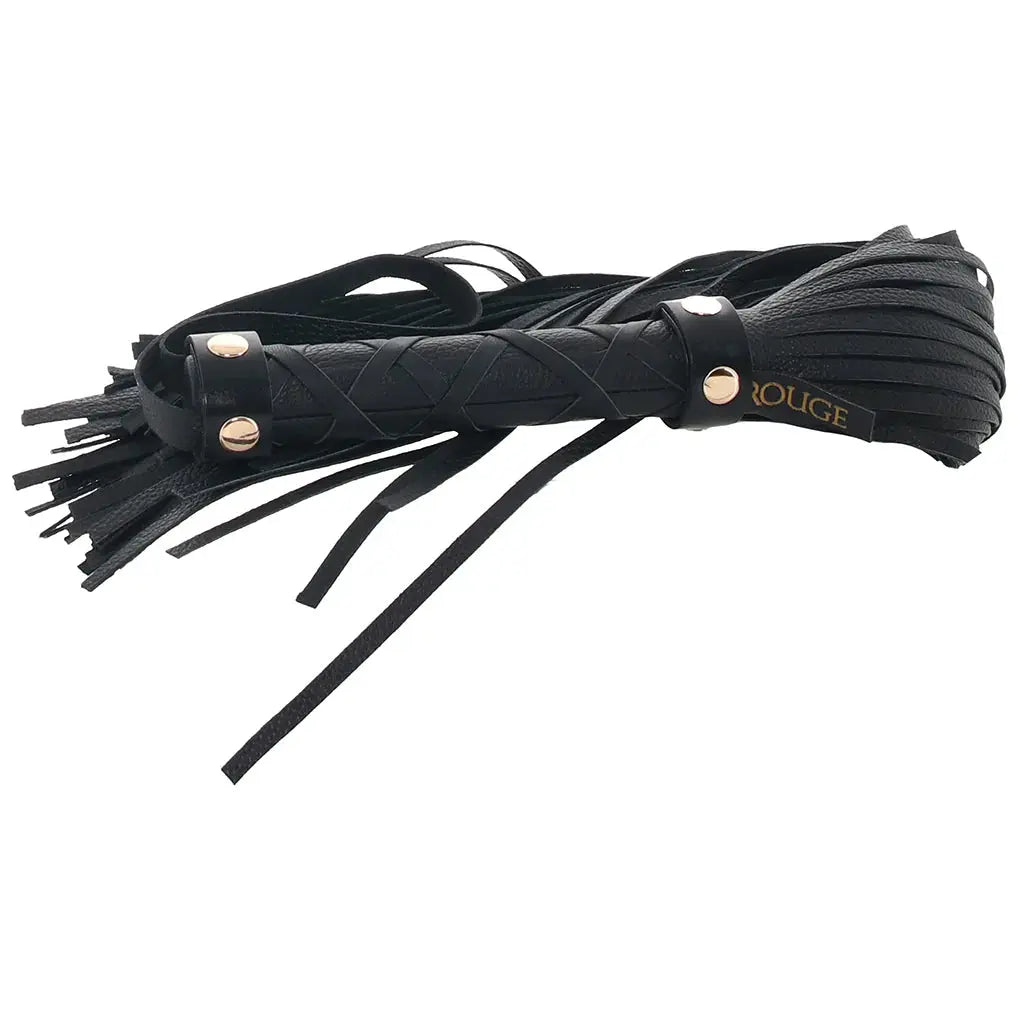 Real Leather Flogger Black with Gold - Heavy Sex Flogger  Flogger